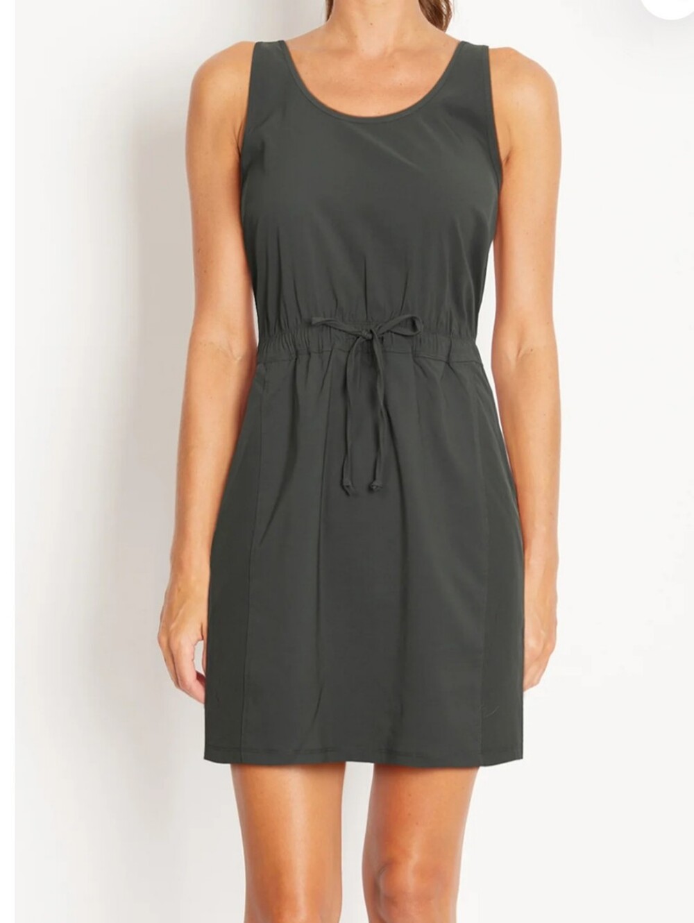 Marika Bristol Olive Green Sleeveless Drawstring Pocket Dress Wonen XXL